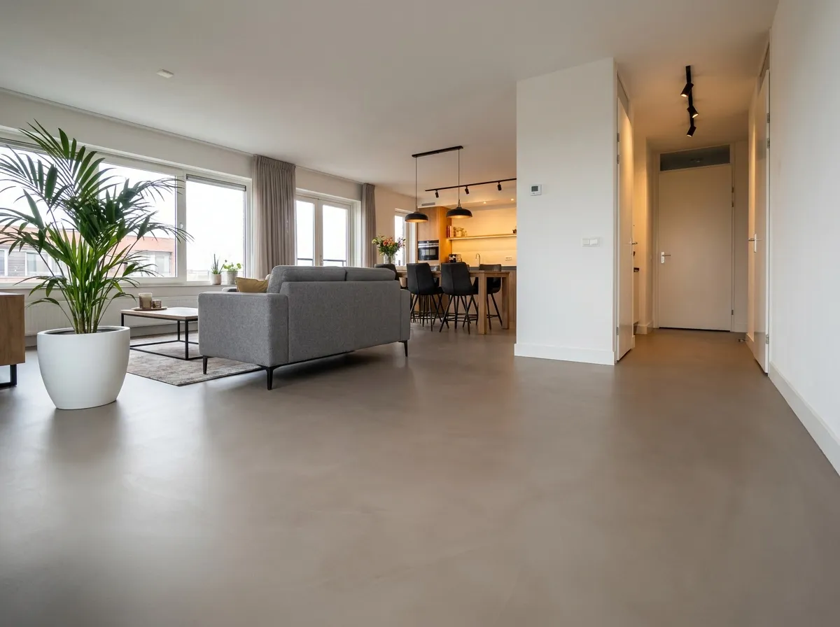 Andere hoek — 54 m² microcement Perla in een woonkamer, Utrecht