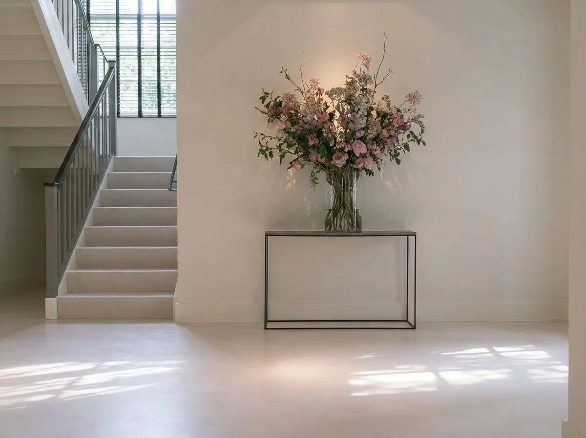 Zijaanzicht — 40 m² microcement Branco in een hal & entree, Utrecht