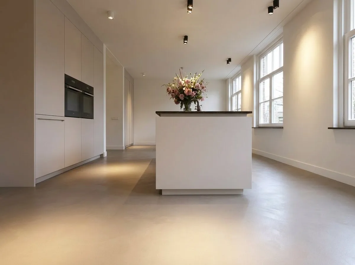 Zijaanzicht — 24 m² microcement Topo in een keuken, Rotterdam