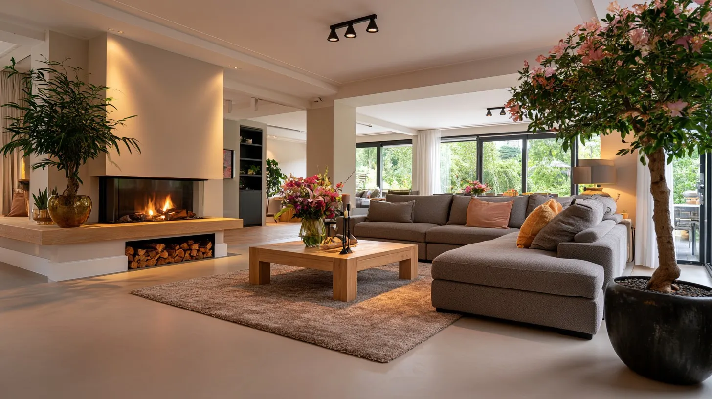 Microcement vloer in een warme, lichte tint met daglicht