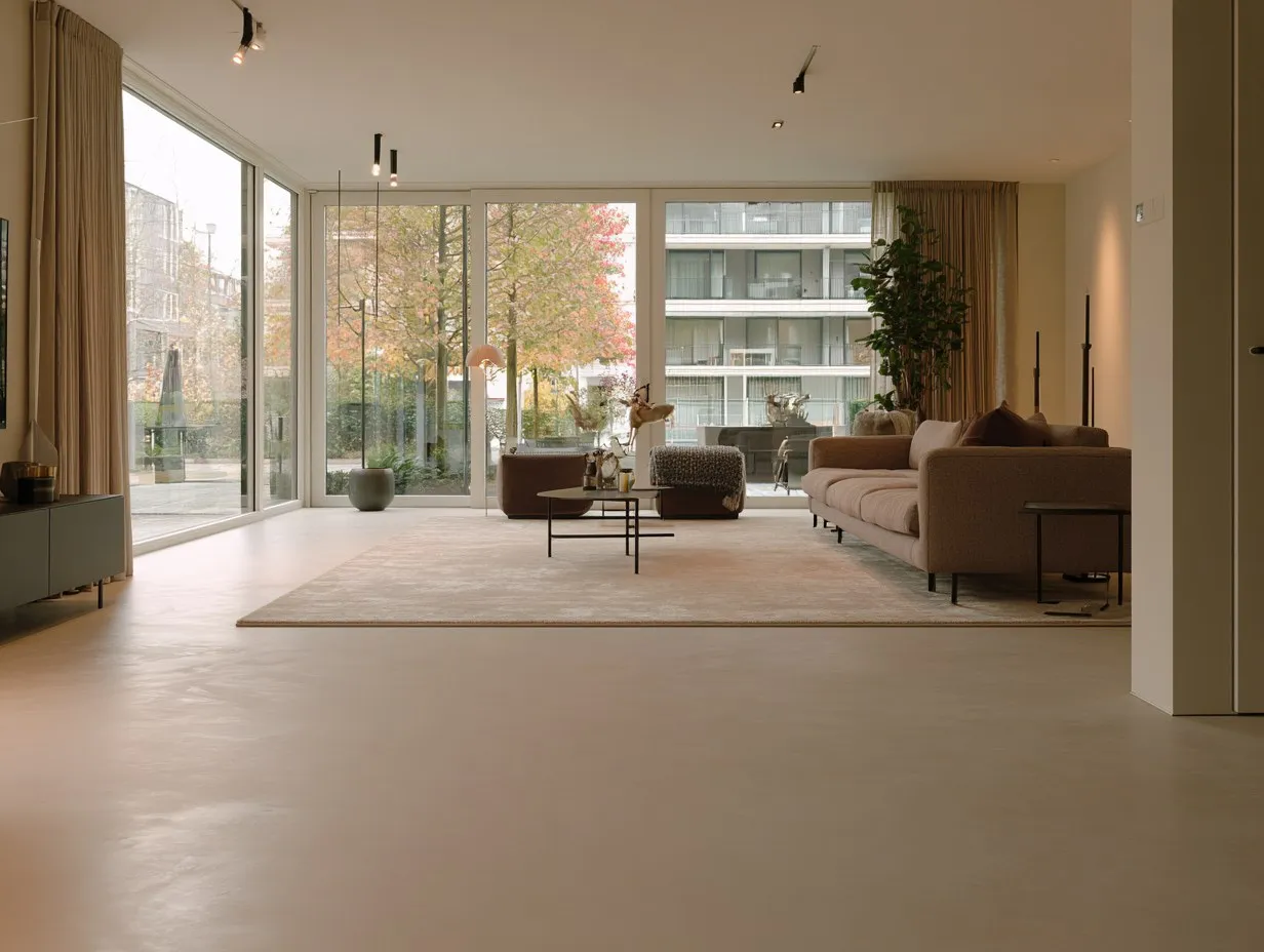 Microcement vloer in de tint Latte