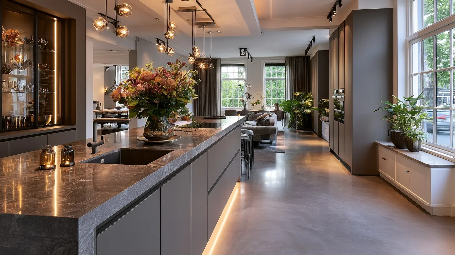 Microcement — Microcement vloer in de keuken: praktisch en strak
