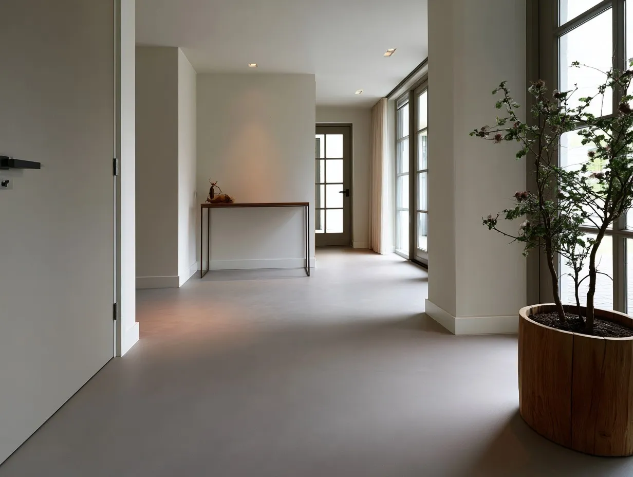 Microcement vloer in warme taupe in een jaren-30 herenhuis — Rotterdam
