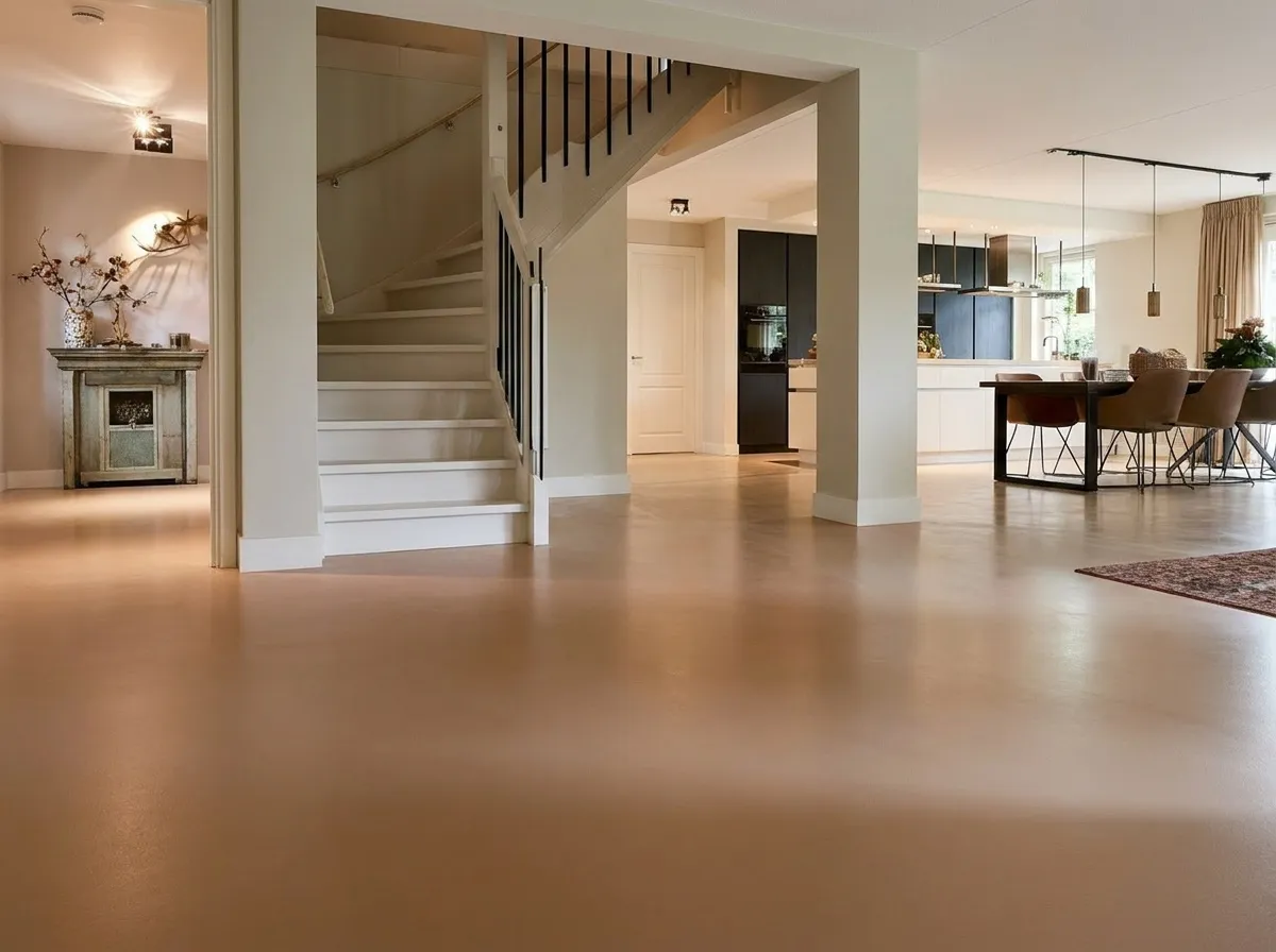 Andere hoek — 88 m² microcement Terra in een open ruimte, Den Haag