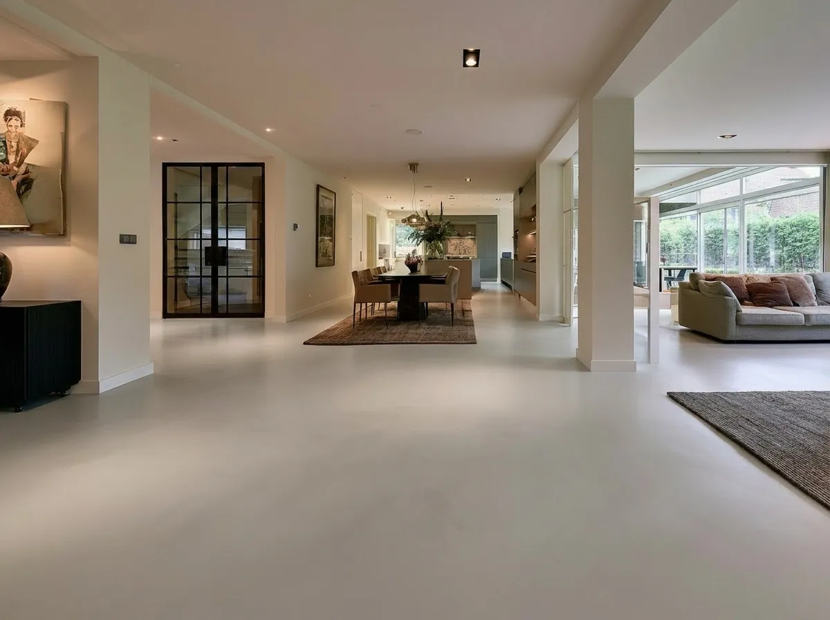 Zijaanzicht — 95 m² microcement Perla in een open ruimte, Rotterdam