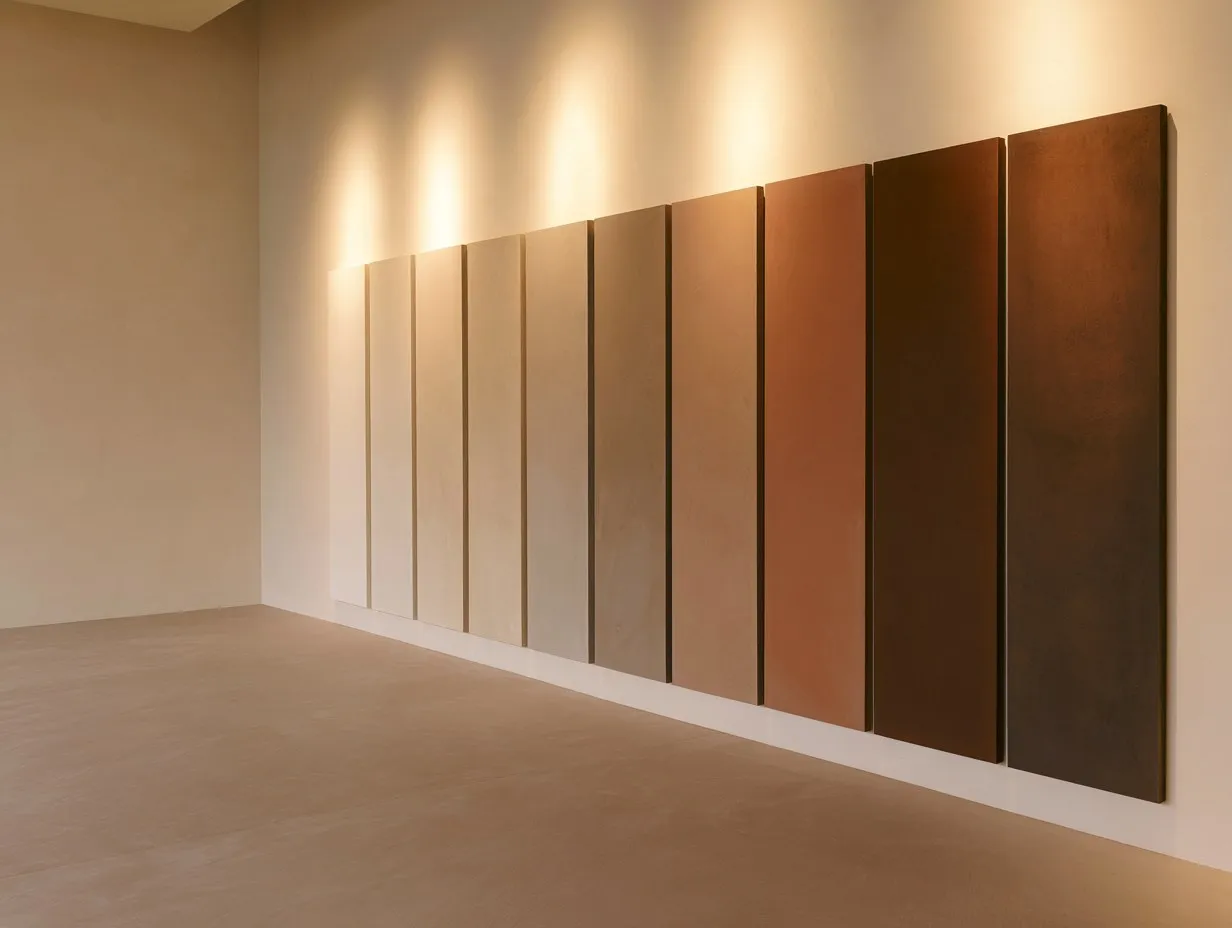 Showroom-interieur met de microcement-kleurstalen