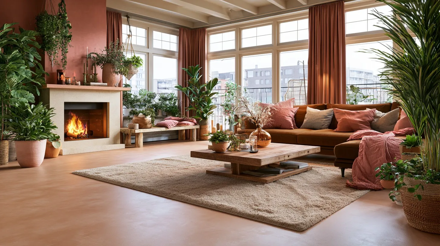 Naadloze microcement vloer met vloerverwarming, dun en warm