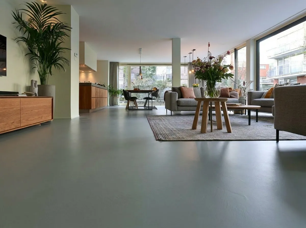 Zijaanzicht — 58 m² microcement Mountain in een woonkamer, Amsterdam