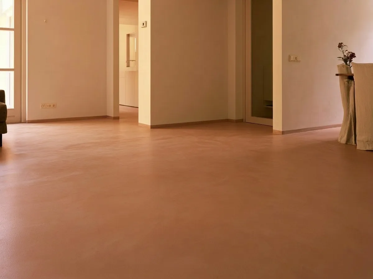 Andere hoek — 62 m² microcement Terracota in een woonkamer, Utrecht